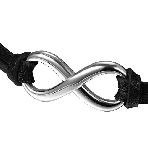 Flongo Joyería El Amor Infinito Pulsera de Cuero Hombre Mujer, Diseño Elegante Brazalete Charms, Ajustable de Uso a Diario, 7 Colores Disponibles, Atractivo para El Verano