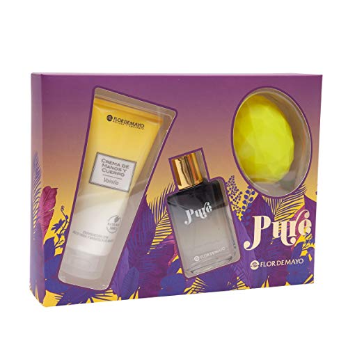 Flor de Mayo, Set Perfume Pure 30ml, Locion 100ml y Cepillo Uñas