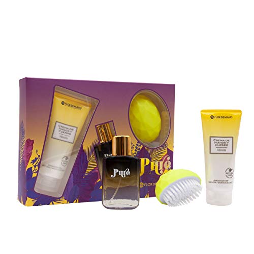 Flor de Mayo, Set Perfume Pure 30ml, Locion 100ml y Cepillo Uñas
