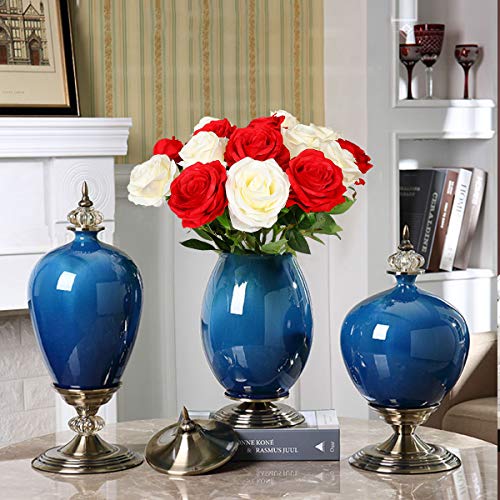 Floralsecret 12 Piezas Rosas Artificiales Flores de Seda Imidacial Ramo Decoración de Boda Casa(Blanca, Roja)