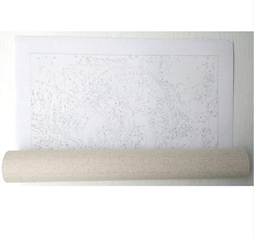 Flores de Camelia Pintura de Bricolaje por número Arte de la Pared Moderna Pintura de la Lona Pintura de acrílico por números para Decoraciones caseras 40x50cm (con Marco)