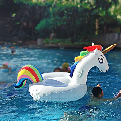 Flotador inflable para piscina con forma de unicornio, paseo flotante gigante con válvulas rápidas para adultos niños playa fiestas de piscina juegos Decoraciones de salón terraza (200x100x90 cm)