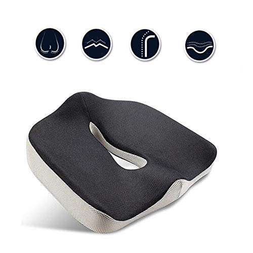 Flybiz Coxis de Espuma Memoria Portátil para Hemorroides, Ortopédico Coxis de con Memoria para Silla y Asiento con Forro Transpirable - Alivio del Dolor Lumbar, cóccix, ciática y corrección de Cadera