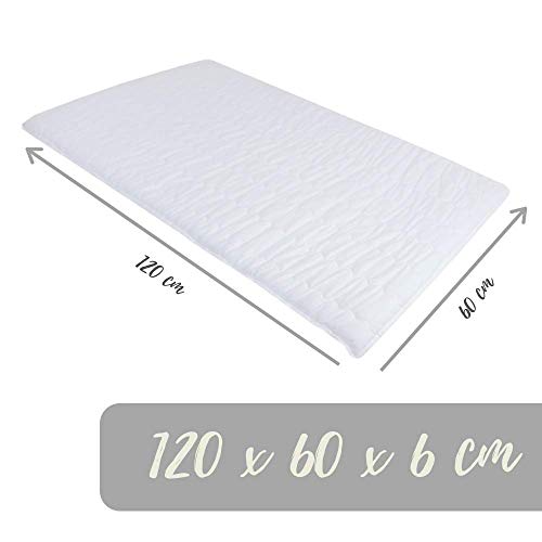 FlyIdeas Colchon Cuna de Viaje Plegable 60x120 cm Grosor 6 cm | Incluye Bolsa De Transporte | Anti Asfixia Antiacaros Transpirable | Made in Europe (Basic, 120x60 cm)
