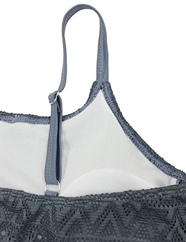 FLYILY - Traje de baño, tankini, de malla, para mujer, conjunto de dos piezas, bikini, de cintura alta, talla grande Gris gris L