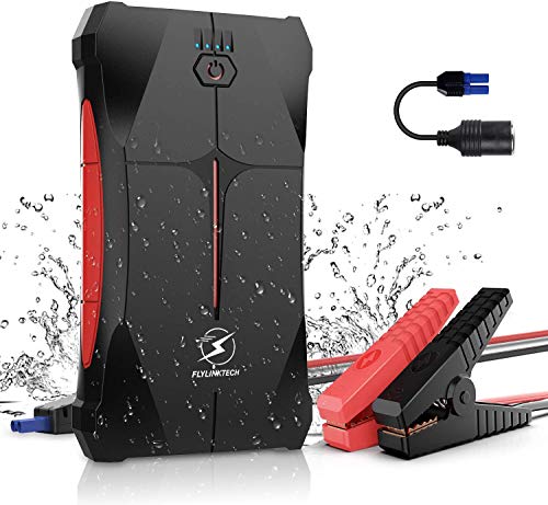 FLYLINKTECH Arrancador de Coches, 800A 12000mAh Arrancador Batería Coche (hasta 4.0L Gas o 2.0L Diesel) de IP67 Impermeable Batería Arrancador de Coche, 3 Modos Linterna LED & Puerto USB