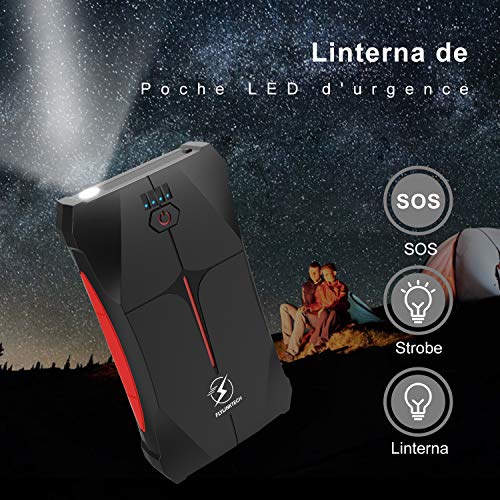 FLYLINKTECH Arrancador de Coches, 800A 12000mAh Arrancador Batería Coche (hasta 4.0L Gas o 2.0L Diesel) de IP67 Impermeable Batería Arrancador de Coche, 3 Modos Linterna LED & Puerto USB
