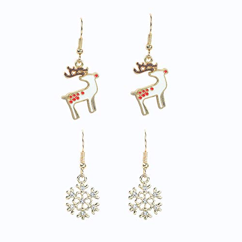 Flysee 9 Pares de Pendientes de Navidad Pendientes Colgantes de Navidad Juego de Pendientes de Joyería de Santa para Mujeres Niñas, 9 Estilos，Navidad decoración