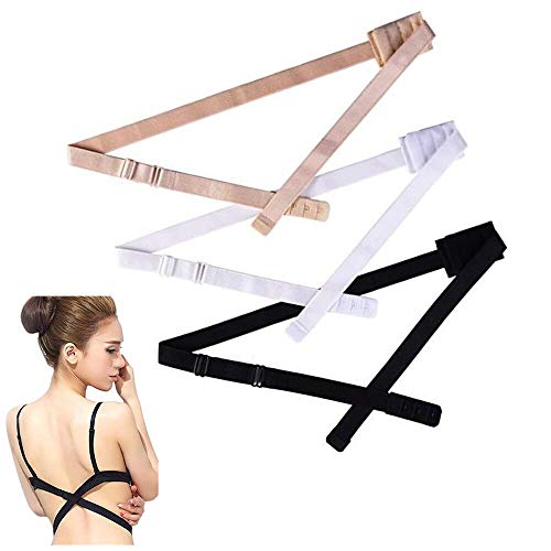 FLZONE Mujer Extensores de Sujetador,3 Pares Respaldo Bajo Sujetador Extensor Correa de Espalda Baja para Vestido Sin Espalda de Señora Desnudo Negro Blanco