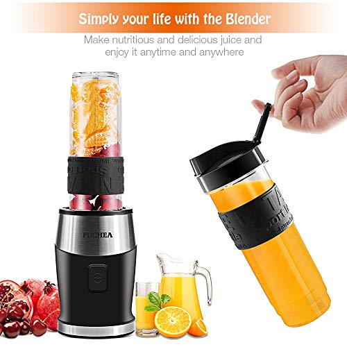 FOCHEA Batidora de Vaso 700W, 3 en 1 Multifuncional Batidora para Smoothies y Zumos, Picadora Eléctrica para Carne Verduras y Fruta, Molinillo para Café y Especias, con 3 Vasos, Libre de BPA, Negro