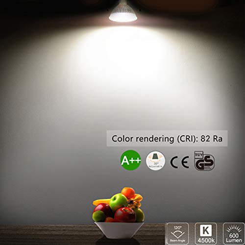 Foco Empotrable, Bojim 6x GU10 LED Luz de Techo 6W equivalente a incandescente 54W Incluye Bombilla GU10 Blanco Natural 4500K 600Lm Ojos de Buey Marco Redondo Esmerilado Ángulo Rotable 30°AC 220V-240V