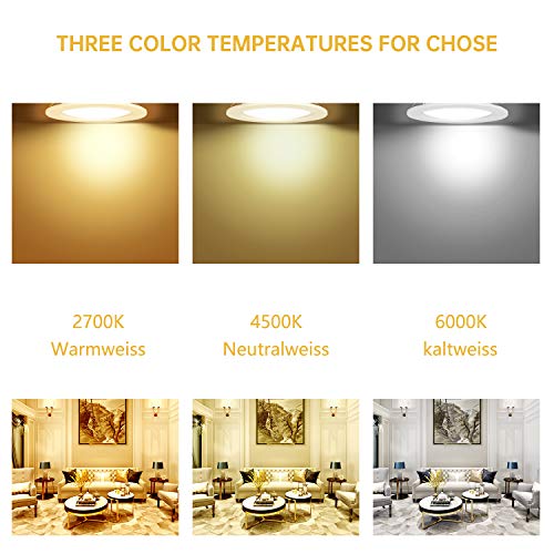 Foco Empotrable | LED Luz de Techo 5W Equivalente a Incandescente 60W | Blanco Frío 6000K 600Lm AC 220-240V | de techo de iluminación incluye bombilla LED para salón o dormitorio cocina etc 6 piezas