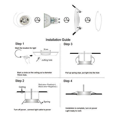 Foco Empotrable | LED Luz de Techo 5W Equivalente a Incandescente 60W | Blanco Frío 6000K 600Lm AC 220-240V | de techo de iluminación incluye bombilla LED para salón o dormitorio cocina etc 6 piezas