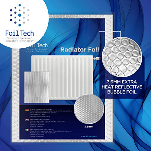 Foil Tech RadPack lámina térmica (5 m x 60 cm), para ahorro de energía en radiador, reflector de calor, aislamiento