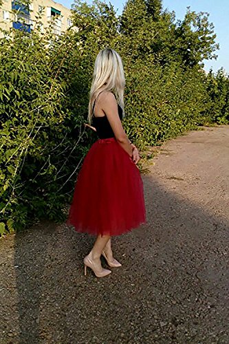 FOLOBE Falda de tutú de Las Mujeres Midi Tulle Faldas 7 Capas de Falda de Falda de Underskirt con el cinturón elástico para el Banquete de Boda