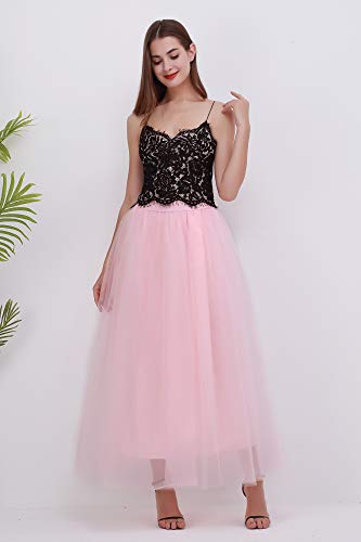 FOLOBE Falda Larga de Tul con Cintura elástica en Primavera y Verano para Mujer de una línea