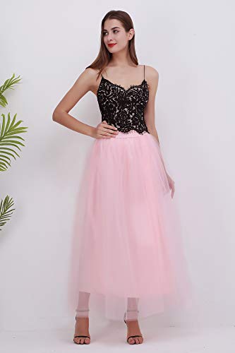 FOLOBE Falda Larga de Tul con Cintura elástica en Primavera y Verano para Mujer de una línea