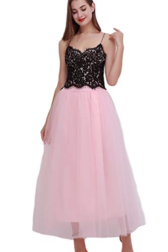 FOLOBE Falda Larga de Tul con Cintura elástica en Primavera y Verano para Mujer de una línea