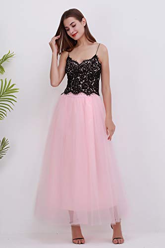 FOLOBE Falda Larga de Tul con Cintura elástica en Primavera y Verano para Mujer de una línea