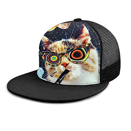 FONDSILVER - Gorra de béisbol unisex con gafas para fumar para hombres, mujeres, niños y niñas, ajustable, plano, con visera de hip hop, para deportes al aire libre, color negro