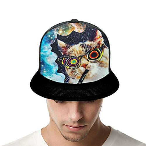 FONDSILVER - Gorra de béisbol unisex con gafas para fumar para hombres, mujeres, niños y niñas, ajustable, plano, con visera de hip hop, para deportes al aire libre, color negro