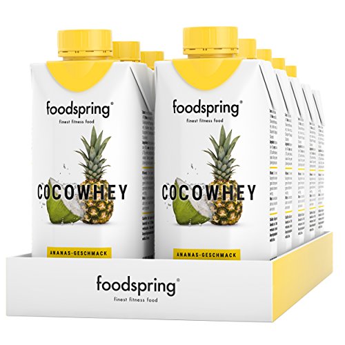 foodspring CocoWhey en pack de 12 x 330ml, Piña, La bebida proteica isotónica