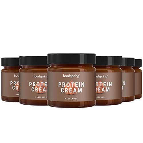 foodspring Crema Proteica, Cacao y Avellanas, Pack de 6 x 200g, Extremadamente cremosa, Con 85% menos de azúcar