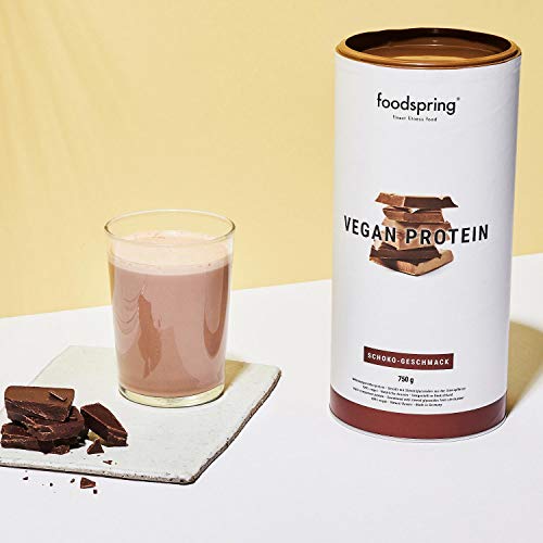 foodspring Proteína Vegana, Chocolate, 750g, 100% proteína vegetal, Fabricada en Alemania