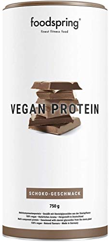 foodspring Proteína Vegana, Chocolate, 750g, 100% proteína vegetal, Fabricada en Alemania