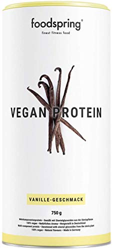 foodspring Proteína Vegana, Vainilla, 750g, 100% proteína vegetal, Fabricada en Alemania
