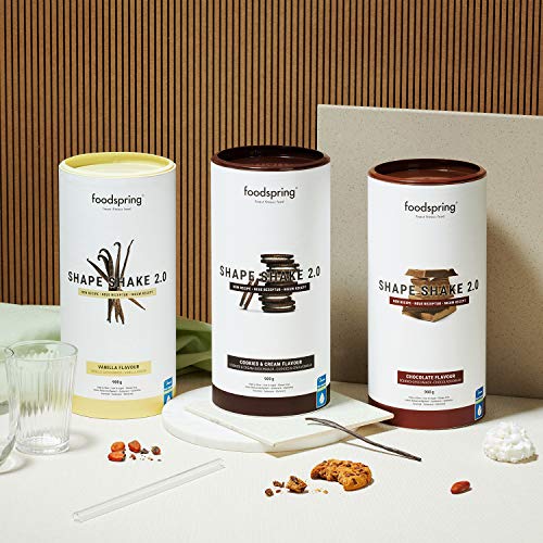 foodspring Shape Shake 2.0, Chocolate, 900 g, Sustitutivo de comidas para controlar el peso, Alto en proteínas y fibras