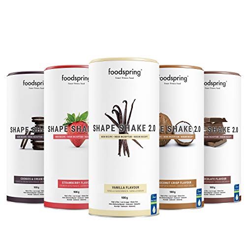 foodspring Shape Shake 2.0, Cocos Crisp, 900 g, Sustitutivo de comidas para controlar el peso, Alto en proteínas y fibras