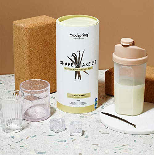 foodspring Shape Shake 2.0, Vainilla, 900 g, Sustitutivo de comidas para controlar el peso, Alto en proteínas y fibras