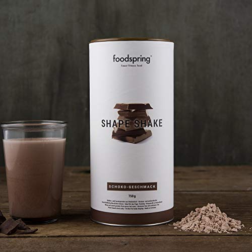 foodspring Shape Shake, Sabor Chocolate, 750g, Batido saciante, 100% proteína de suero de leche en polvo, Enriquecido con L-carnitina (quema grasas)