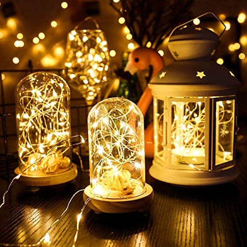 Foonii 10 Pack Guirnalda Luces, 2M*6+1M*4 LEDs Cadena de Luces Pilas Alambre de Cobre para Decoración para Iluminación DIY, Navidad y Decoración Fiesta, Blanco Cálido