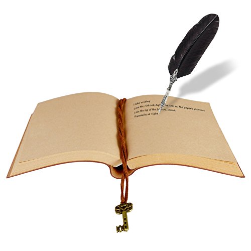Foonii Cubierta de cuero de la vendimia retro Notebook llave mágica Cadena 160 en blanco Jotter Diary (Brown)