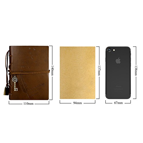 Foonii Cubierta de cuero de la vendimia retro Notebook llave mágica Cadena 160 en blanco Jotter Diary (Brown)