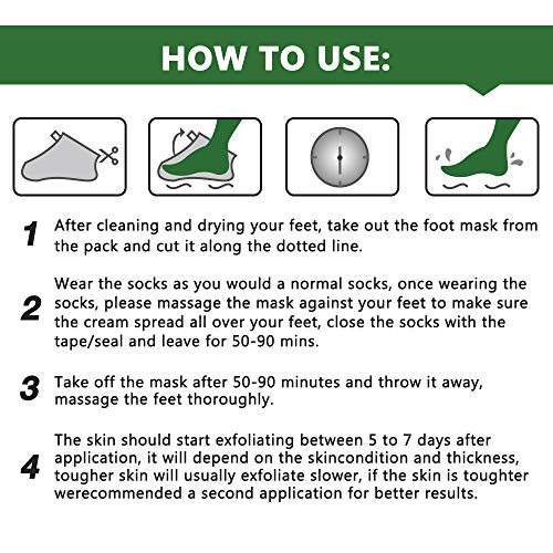 Foot Peel Mask 3 pares, repare el talón áspero y elimine la piel muerta y las callosidades, mascarilla exfoliante natural para spa para pieles secas, hombres y mujeres (Té)