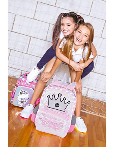 FOOTY | Mochilas para Niñas para Preescolares y Colegio De Primaria | Estilo Corona Juveniles con Lentejuelas y de Tela | Ve a la Moda | Tendencia 2020