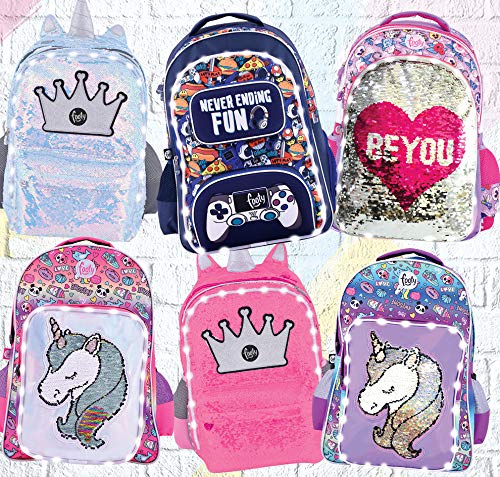 FOOTY | Mochilas para Niñas para Preescolares y Colegio De Primaria | Estilo Corona Juveniles con Lentejuelas y de Tela | Ve a la Moda | Tendencia 2020