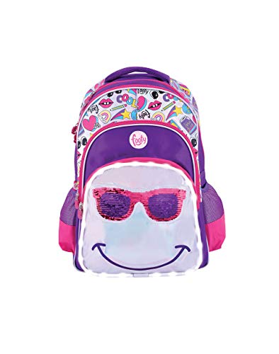 FOOTY | Mochilas para Niñas para Preescolares y Colegio De Primaria - Estilo Smile Juveniles con Lentejuelas y de Tela - Ve a la Moda - Tendencia 2020