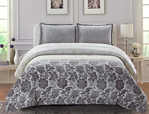 FOREN TEX Manta para Cama y sófa Franela con Sherpa Blanca (3086 +Bajera, Cama 150) Llevan Fundas de Almohada (50x70) más una Bajera Ajustable Extra Suave Súper Cálida