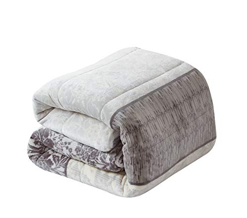 FOREN TEX Manta para Cama y sófa Franela con Sherpa Blanca (3086 +Bajera, Cama 150) Llevan Fundas de Almohada (50x70) más una Bajera Ajustable Extra Suave Súper Cálida
