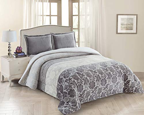 FOREN TEX Manta para Cama y sófa Franela con Sherpa Blanca (3086 +Bajera, Cama 150) Llevan Fundas de Almohada (50x70) más una Bajera Ajustable Extra Suave Súper Cálida