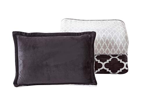 Foren Tex Manta para Cama y sófa Franela con Sherpa Blanca (3087 + Bajera, Cama 150) Llevan Fundas de Almohada (50x70) más una Bajera Ajustable Extra Suave Súper Cálida