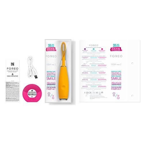 Foreo ISSA mini 2 - Cepillo sónico de dientes eléctrico para niños, color mango tango