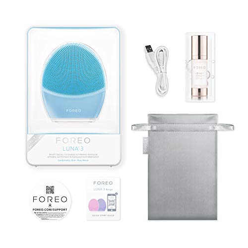 FOREO LUNA 3 Cepillo de limpieza facial y masajeador reafirmante para un spa en casa, para piel Mixta