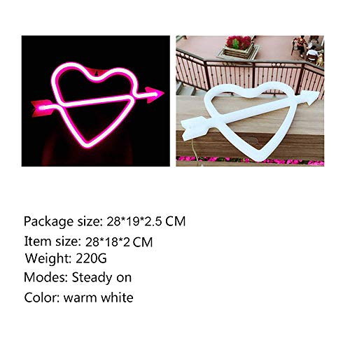 Forma de arco de Cupido Rosa luz de neón del corazón romántico LED Lámparas Noche Amor marquesina Carta sesión de batería y USB Operado muestras de neón para el dormitorio boda Living Room Oficina de