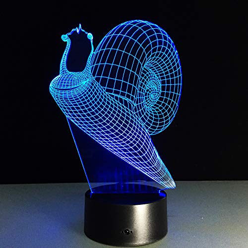 Forma de Caracol Lámpara de Mesa 3D 7 Colores Cambio LED Luz de Noche Niños Lindos Niños Bebé Dormir Dormitorio Batería USB Lectura Luz Animal