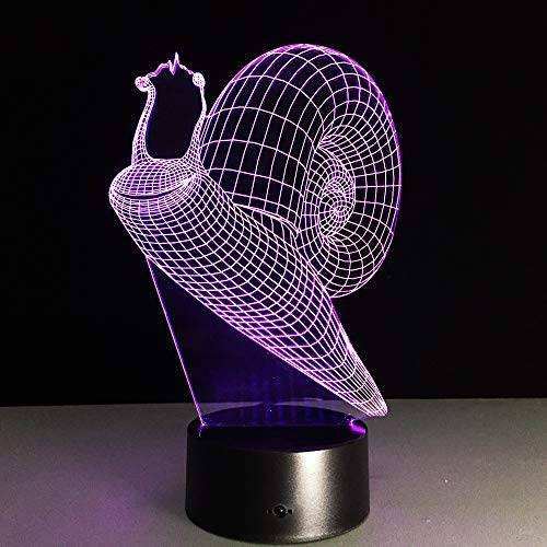 Forma de Caracol Lámpara de Mesa 3D 7 Colores Cambio LED Luz de Noche Niños Lindos Niños Bebé Dormir Dormitorio Batería USB Lectura Luz Animal